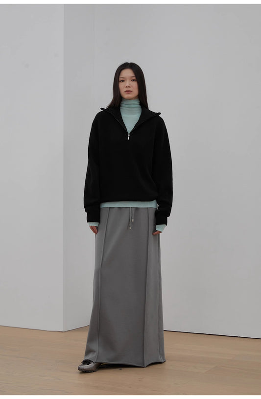 "Cloudy Star", Sporty Style Color-Blocked Drawstring Women's Skirt