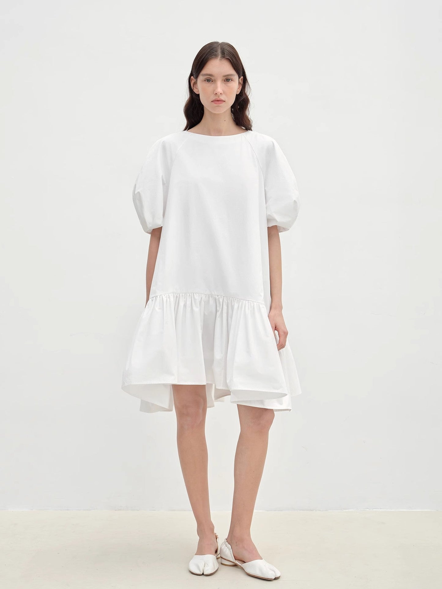 Round Neck Puff Sleeve Temperament Dress for Women Summer