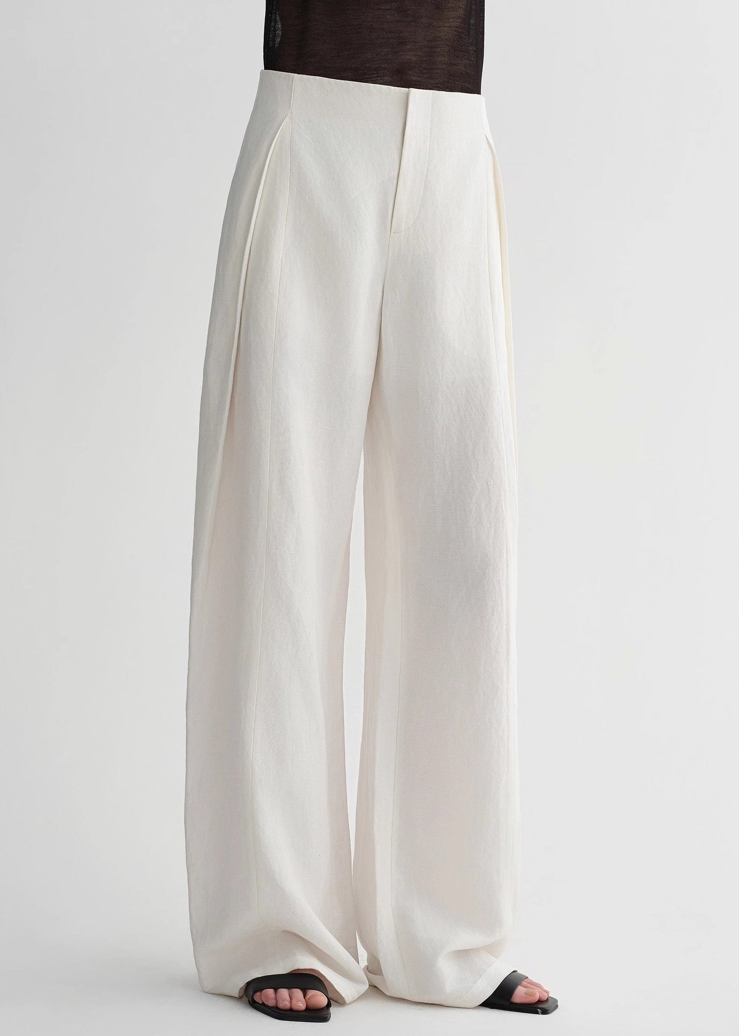 Silk Linen Waistless Three-Dimensional Pleated Wide-Leg Pants for Women