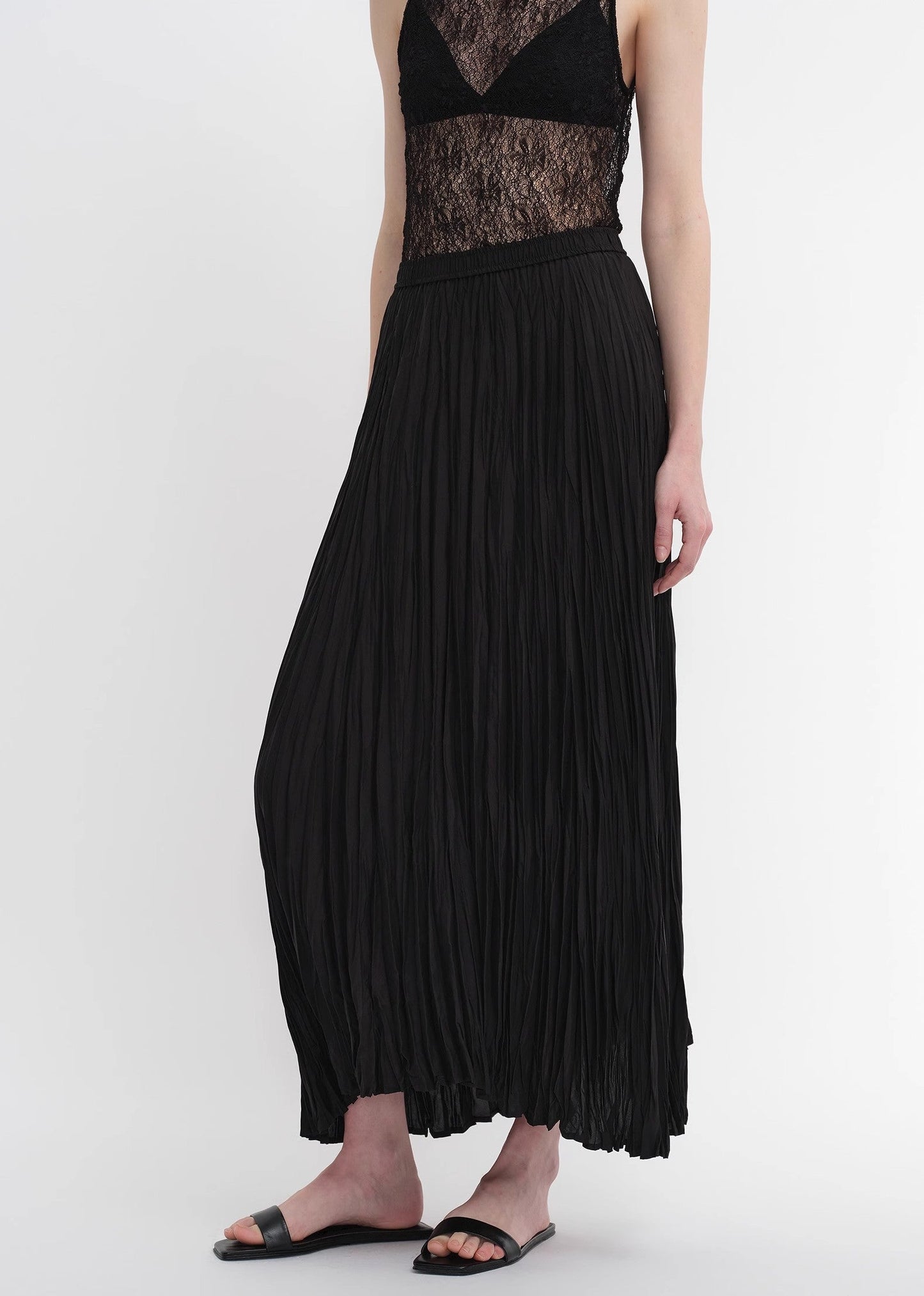 Mulberry Silk Custom Pleated Irregular Hem Skirt for Women