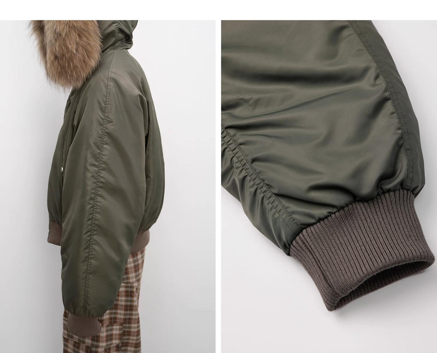 Fireladyfur Warm Short Style Jacket With a Large Fur Hood and Raccoon Fur"Cool and Sharp"