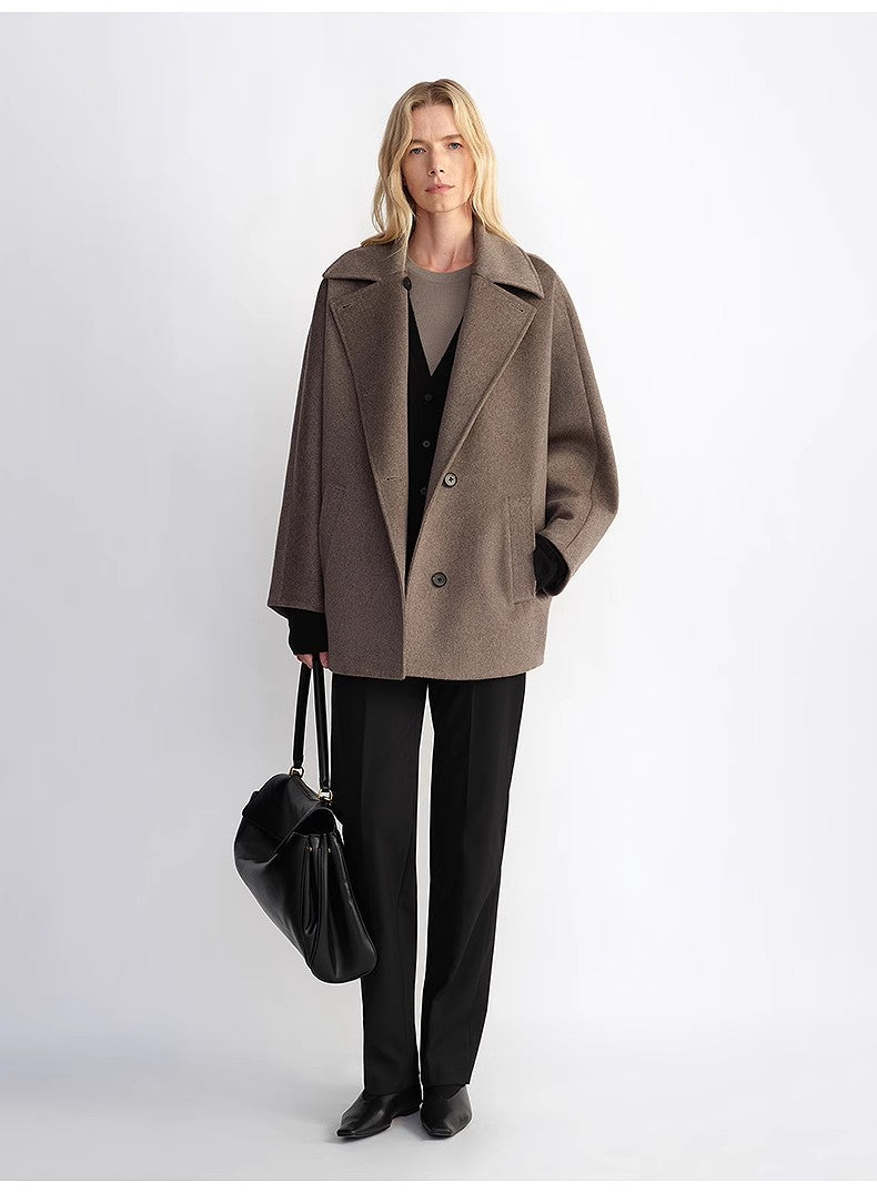 Women's Cashmere Wool Short Coat With Bat Sleeves"Fleeting Memories"