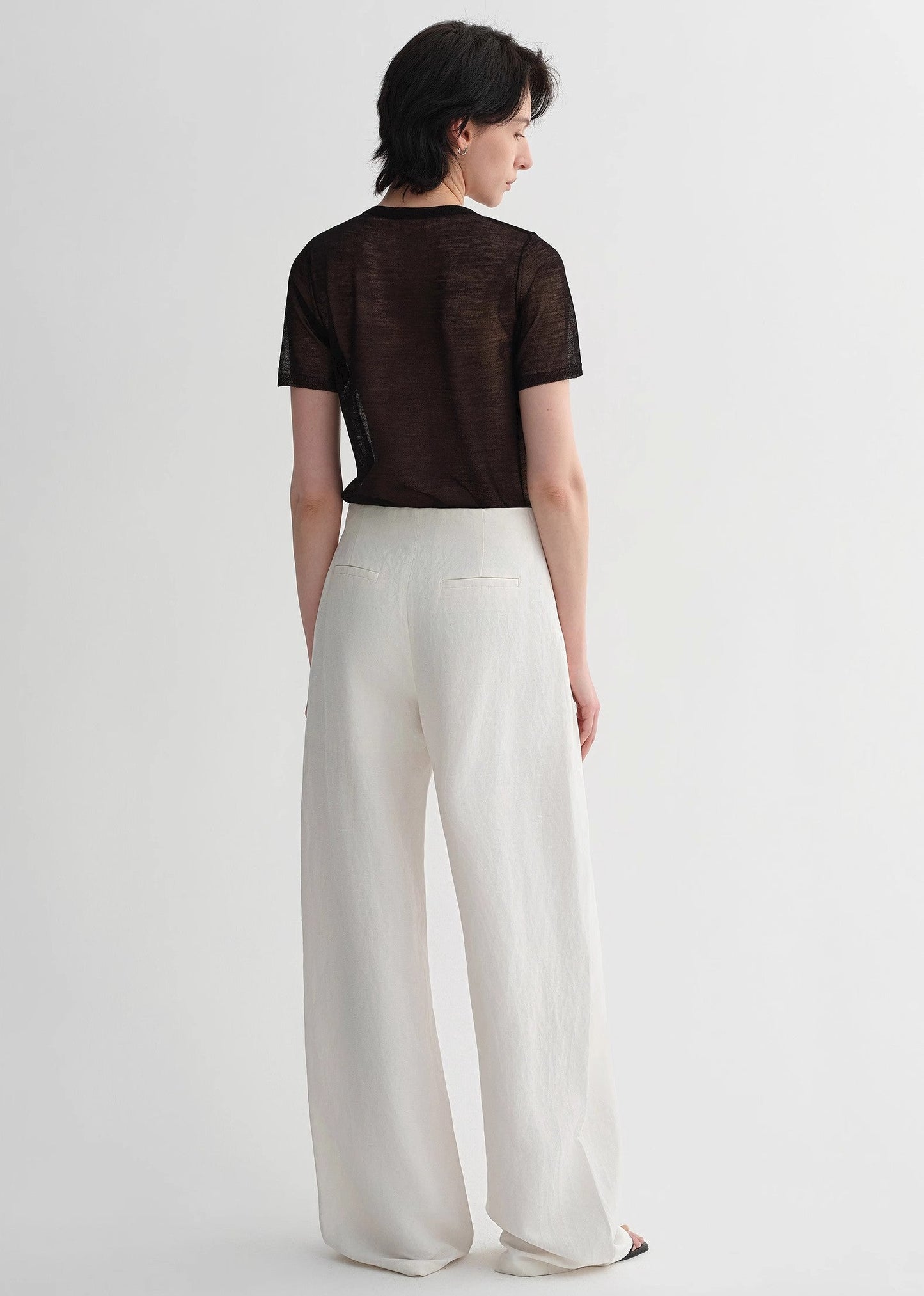Silk Linen Waistless Three-Dimensional Pleated Wide-Leg Pants for Women