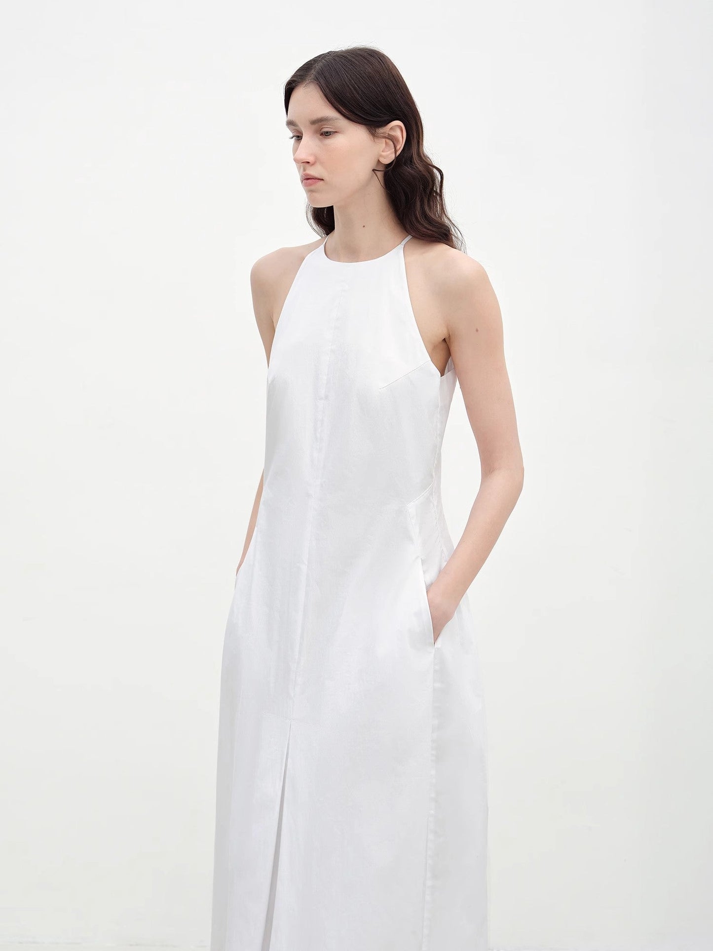 Halterneck Waist-Cinching Cocoon Dress