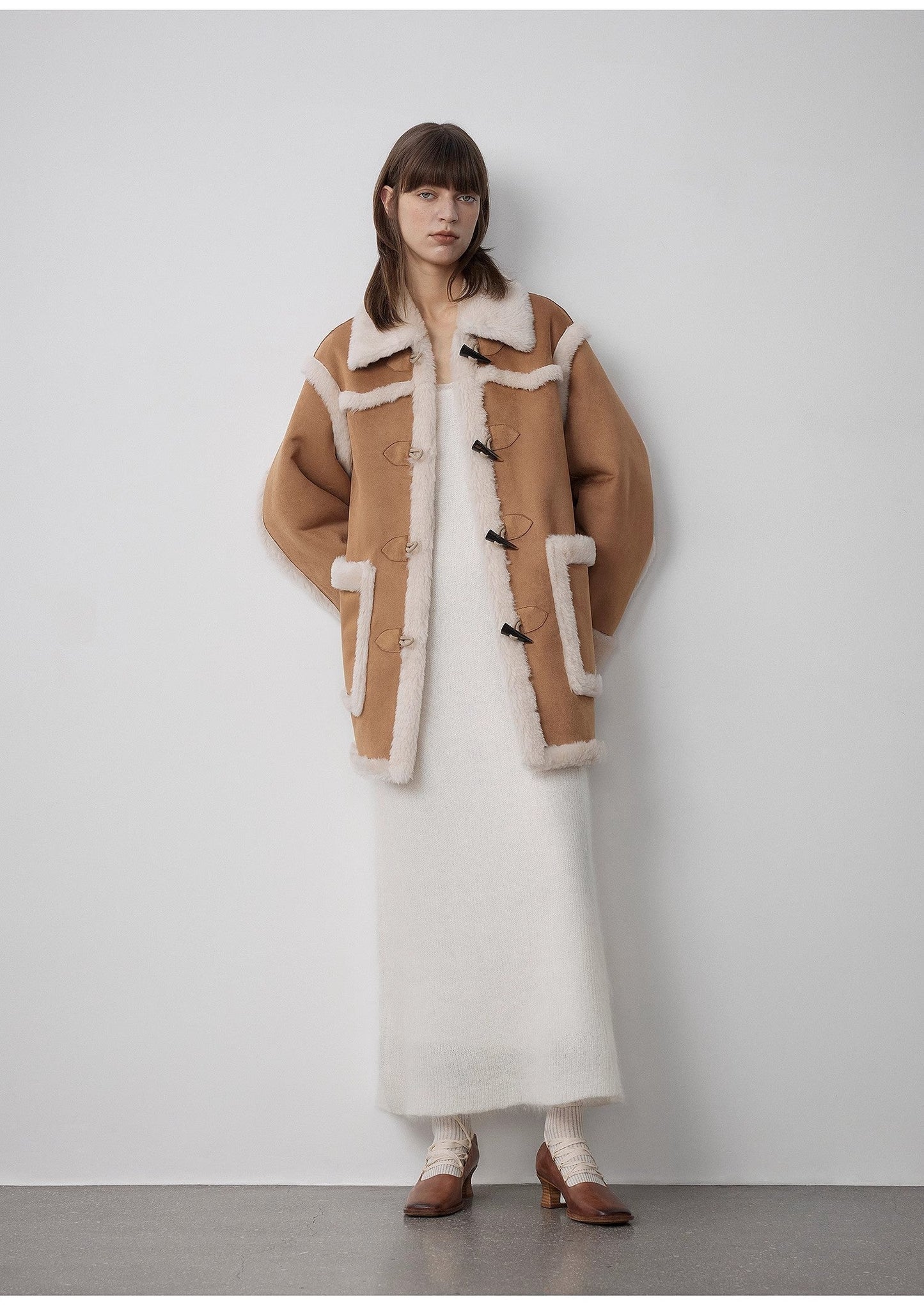 "Western Sunset"Winter  Wool Artificial Compound Suede Shearling Fur Coat for Women