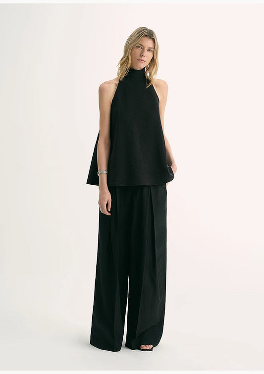 Luxury Mulberry Silk Wrinkle-Resistant Small High Collar A-Line Sleeveless Vest