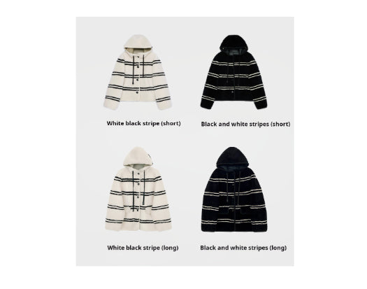 Snowy New Year Merino Sheepskin Lamb Wool Striped Jacket
