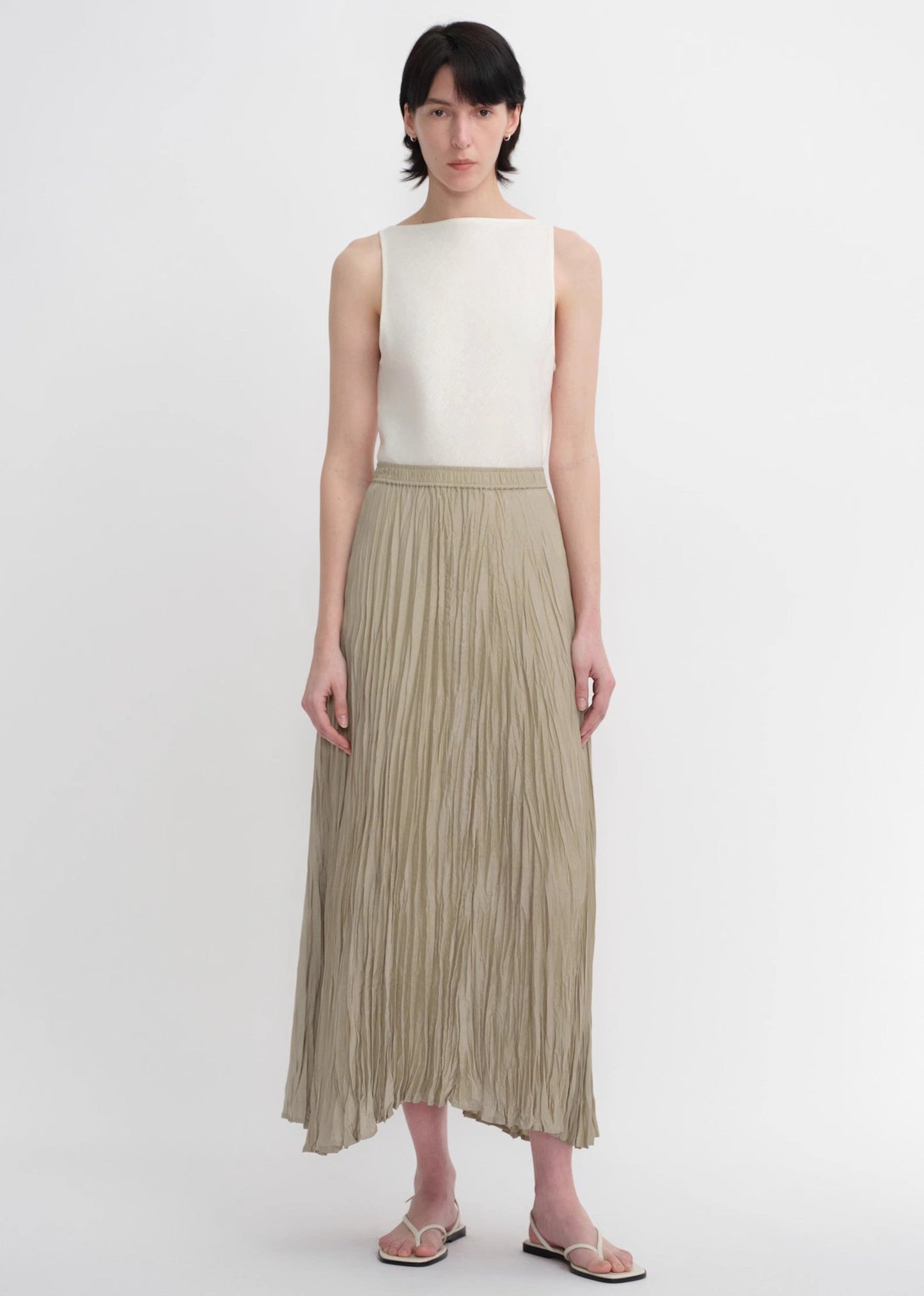 Mulberry Silk Custom Pleated Irregular Hem Skirt for Women