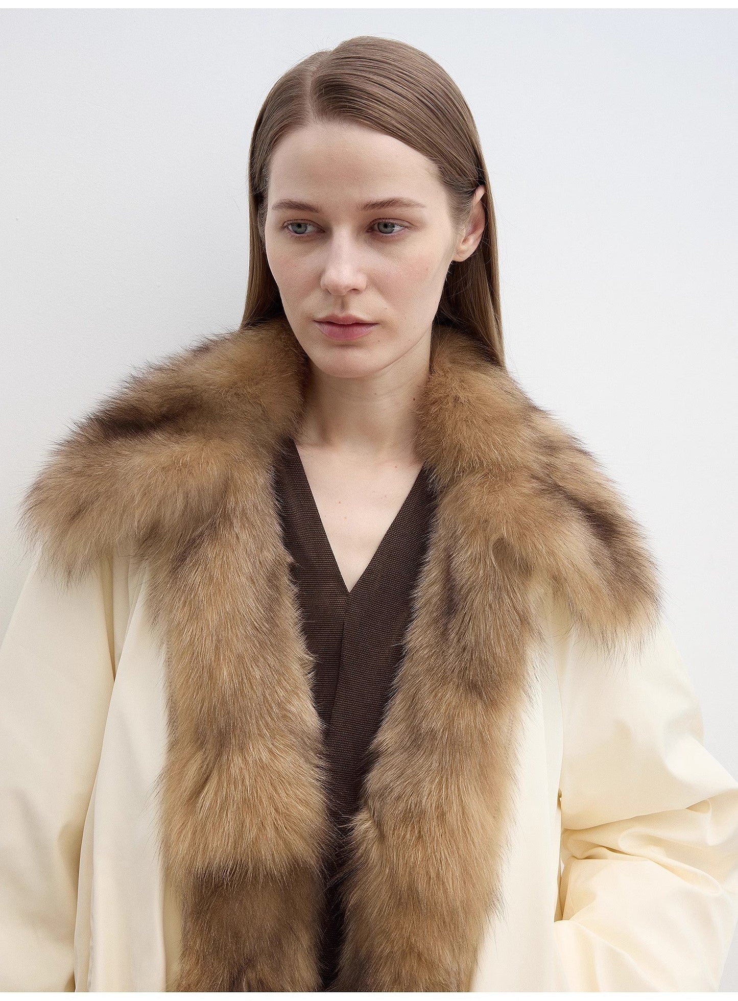 Fireladyfur Women's Detachable Contrasting Fox Fur Collar Down Jacket"Day and Night Rider"