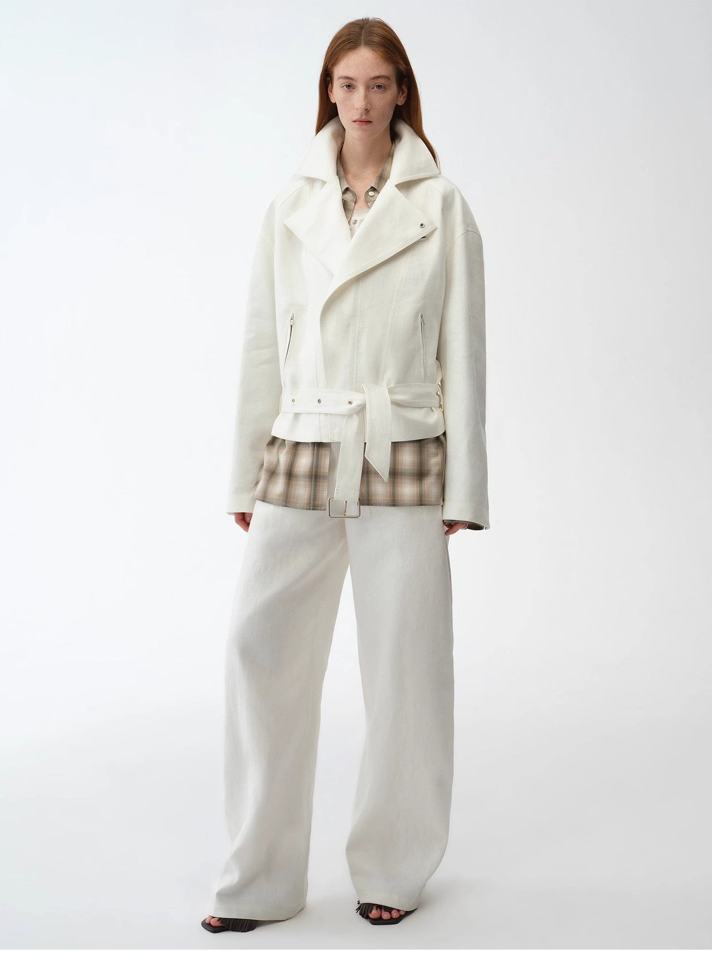 Practical Personality Linen Draped Trapezoidal Jacket"Modern Past"