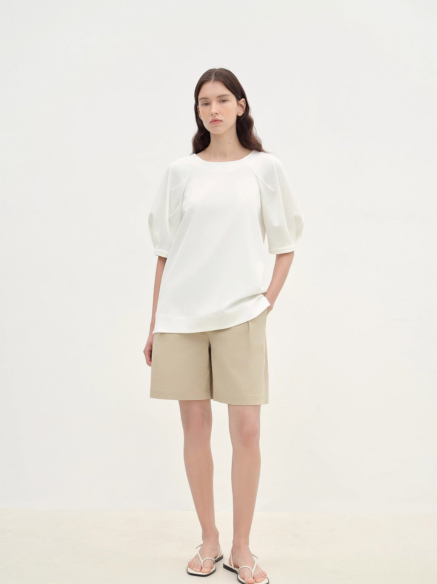 Puff Sleeve Straight Short Sleeve