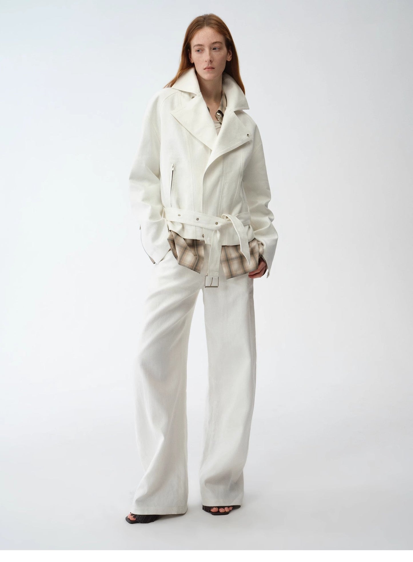 Practical Personality Linen Draped Trapezoidal Jacket"Modern Past"