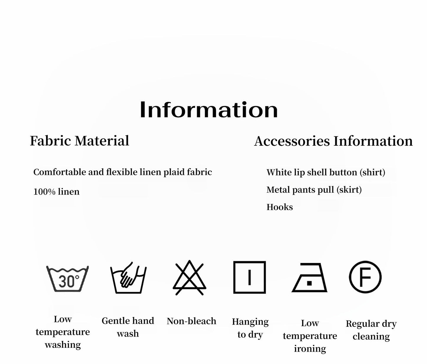 Vintage Linen Shirt Skirt Two-Piece Spring"Plaid Sketch"