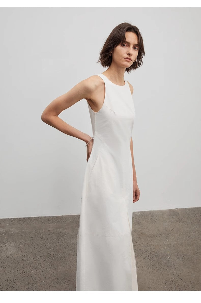 "Plain Poetry" Functional Style Sleeveless Dress Female French Style New Temperament Slim Hepburn Little Black Dress Lon