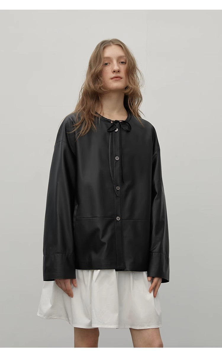 Ultra-Thin Light-Coated Sheep Leather Jacket for Women"Contrary Galaxy"