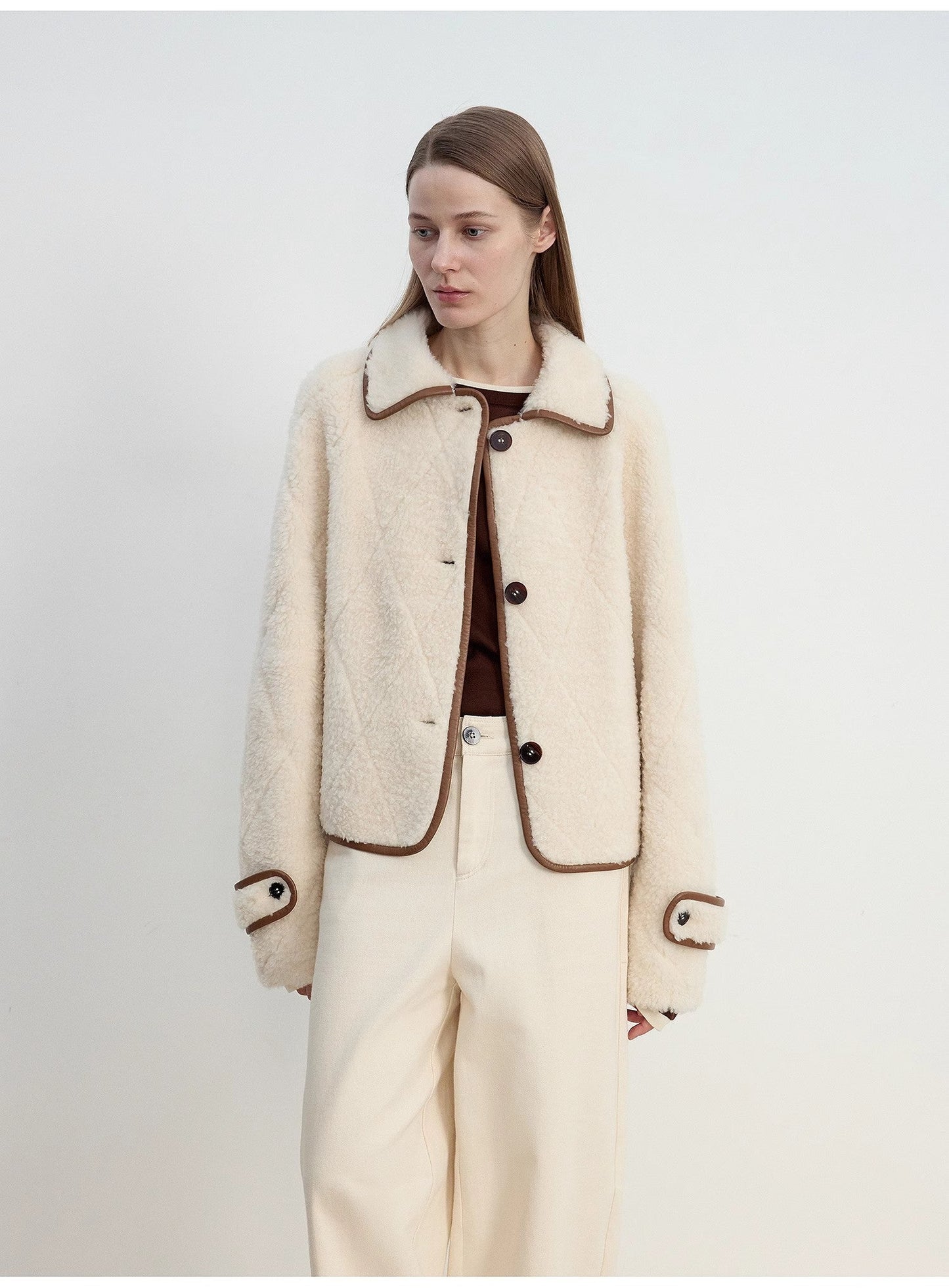 "Modern Milk Cafe" Imported Hill Fur Merino Sheepskin Fur Jacket