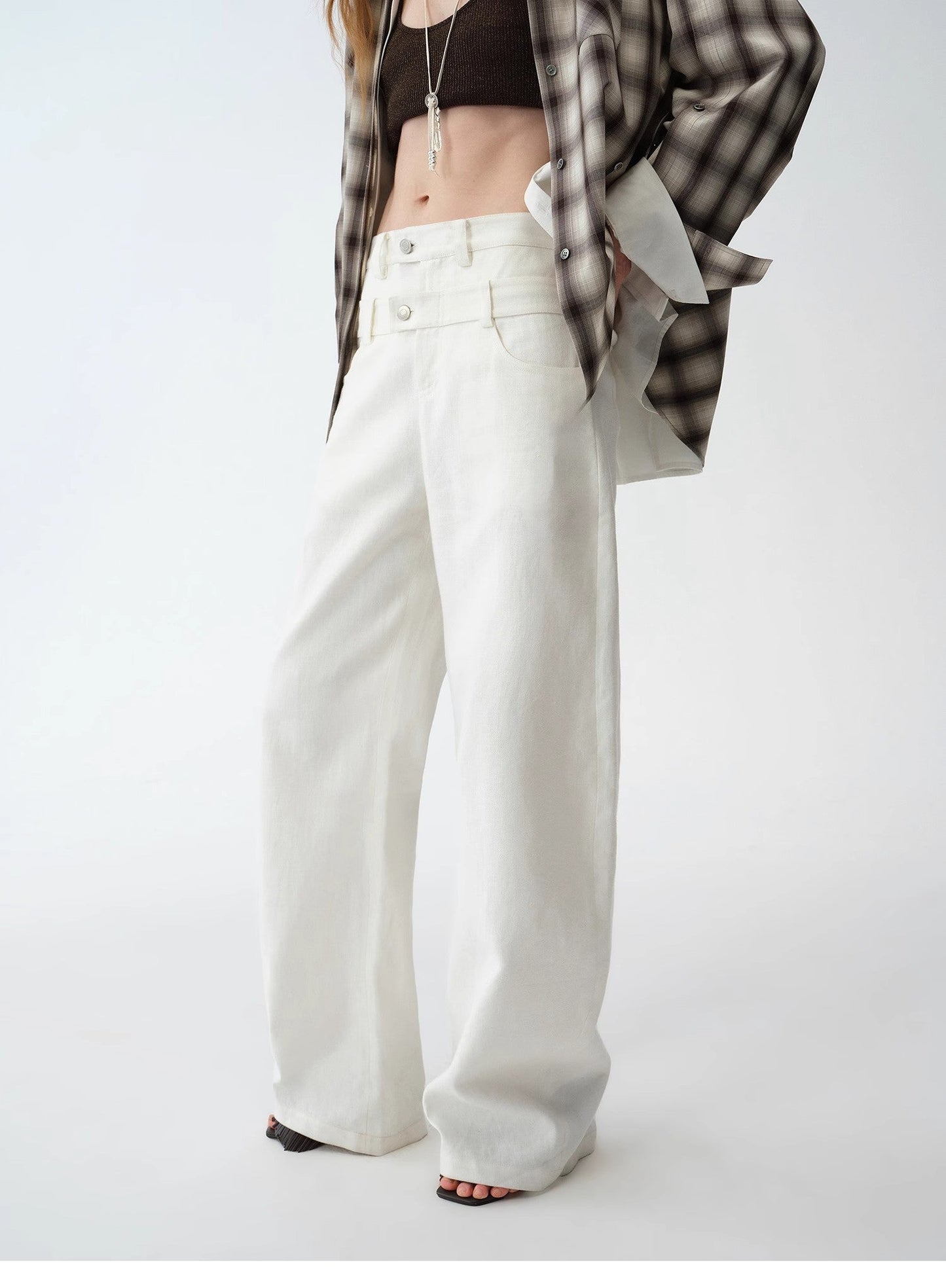 Old Money Style Linen Cut Scimitar Pants"Weiss Love Letter"