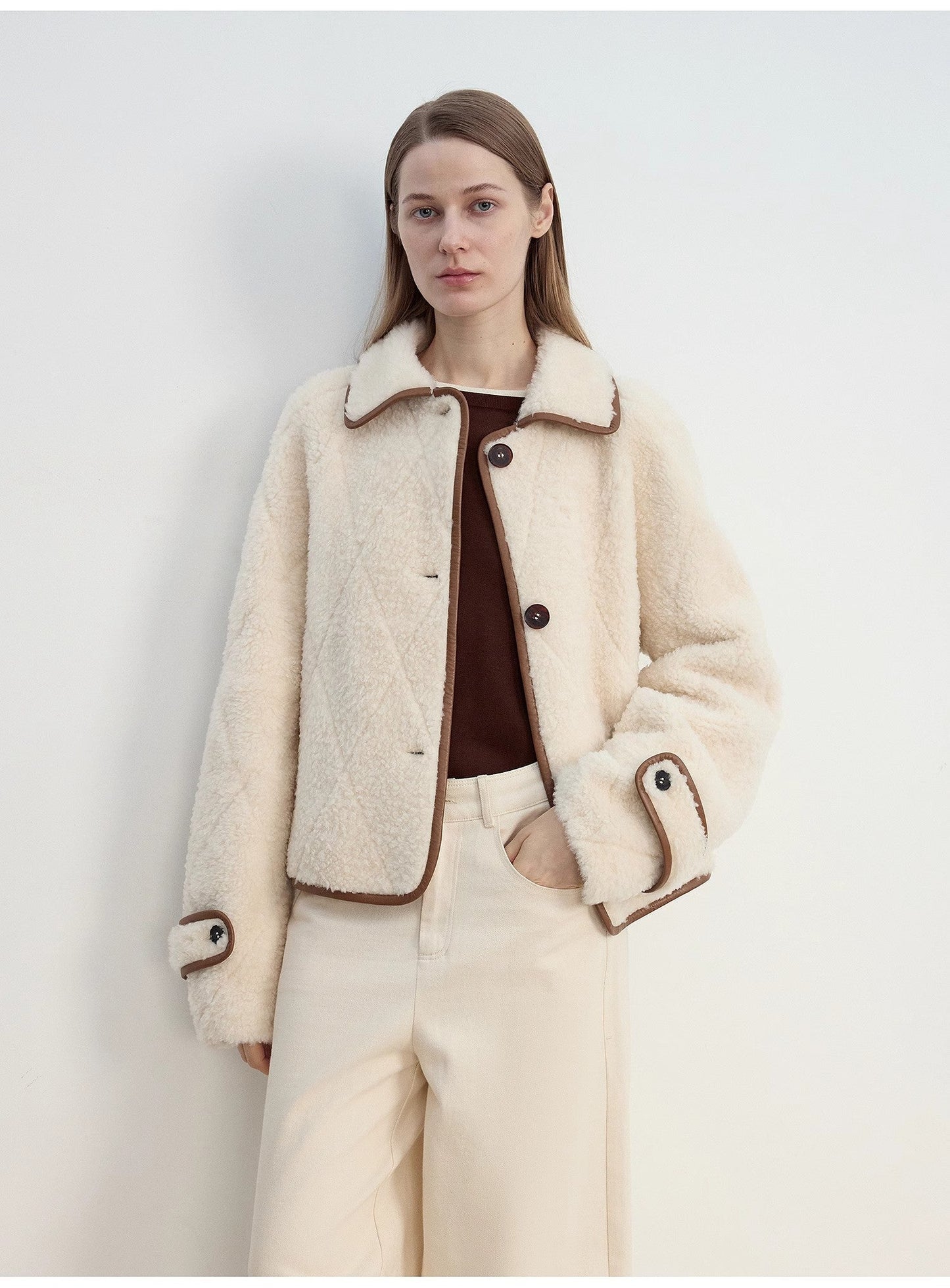 "Modern Milk Cafe" Imported Hill Fur Merino Sheepskin Fur Jacket