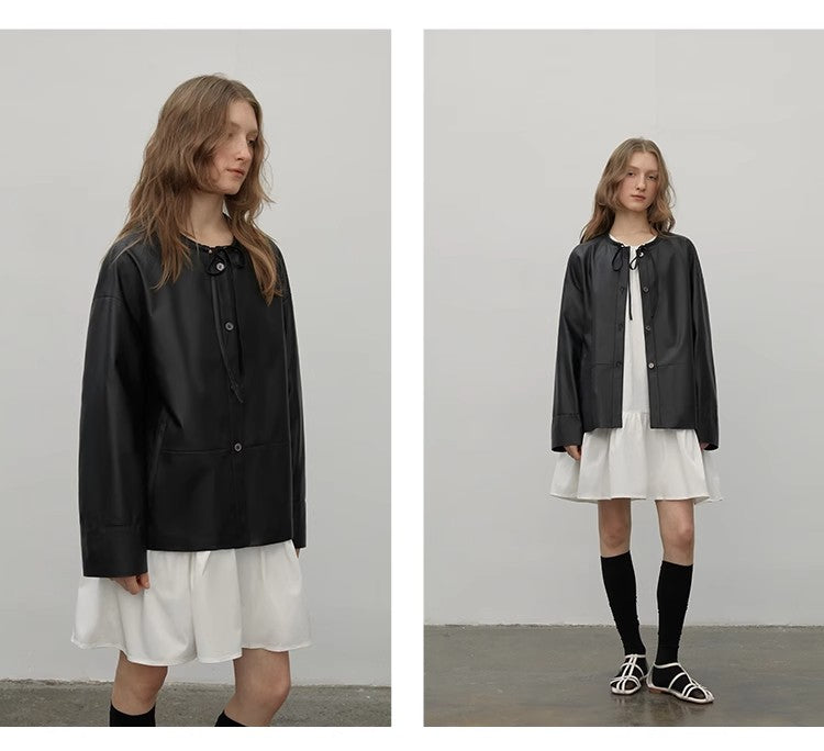 Ultra-Thin Light-Coated Sheep Leather Jacket for Women"Contrary Galaxy"