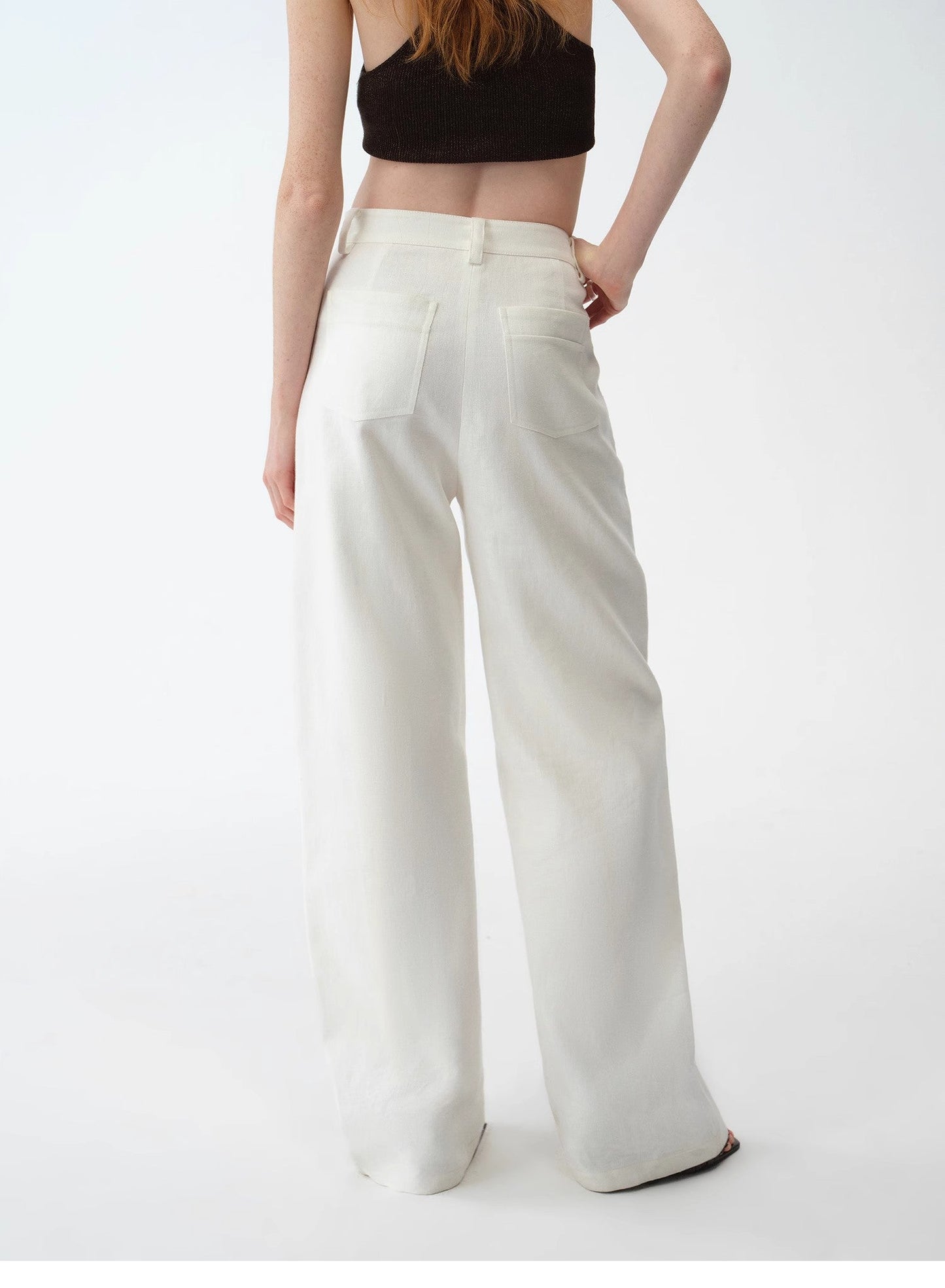 Old Money Style Linen Cut Scimitar Pants"Weiss Love Letter"