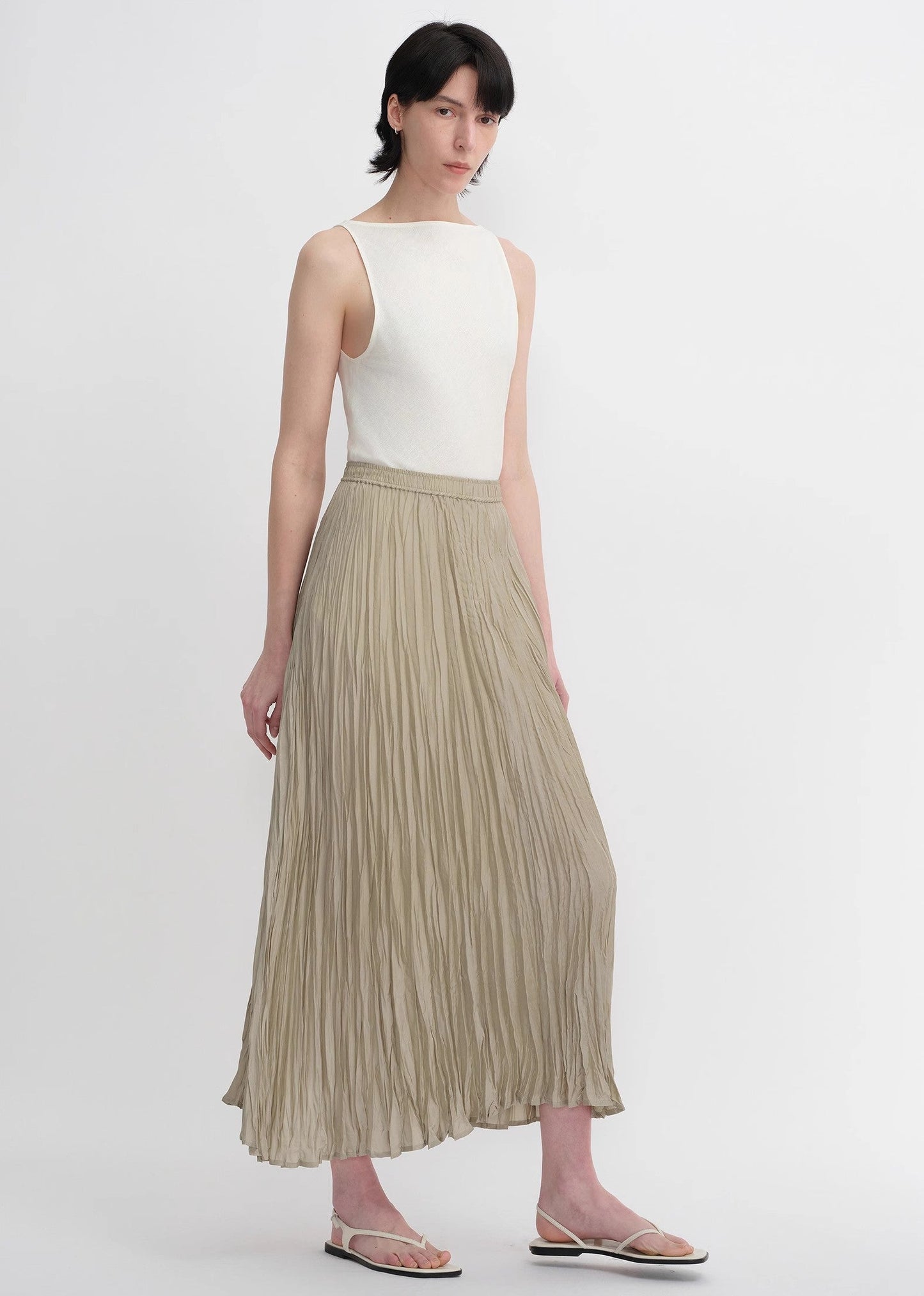 Mulberry Silk Custom Pleated Irregular Hem Skirt for Women