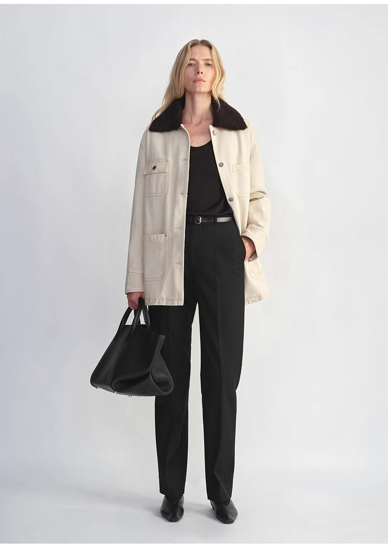 Fireladyfur Women's Goose Down Detroit Jacket With Merino Wool Collar