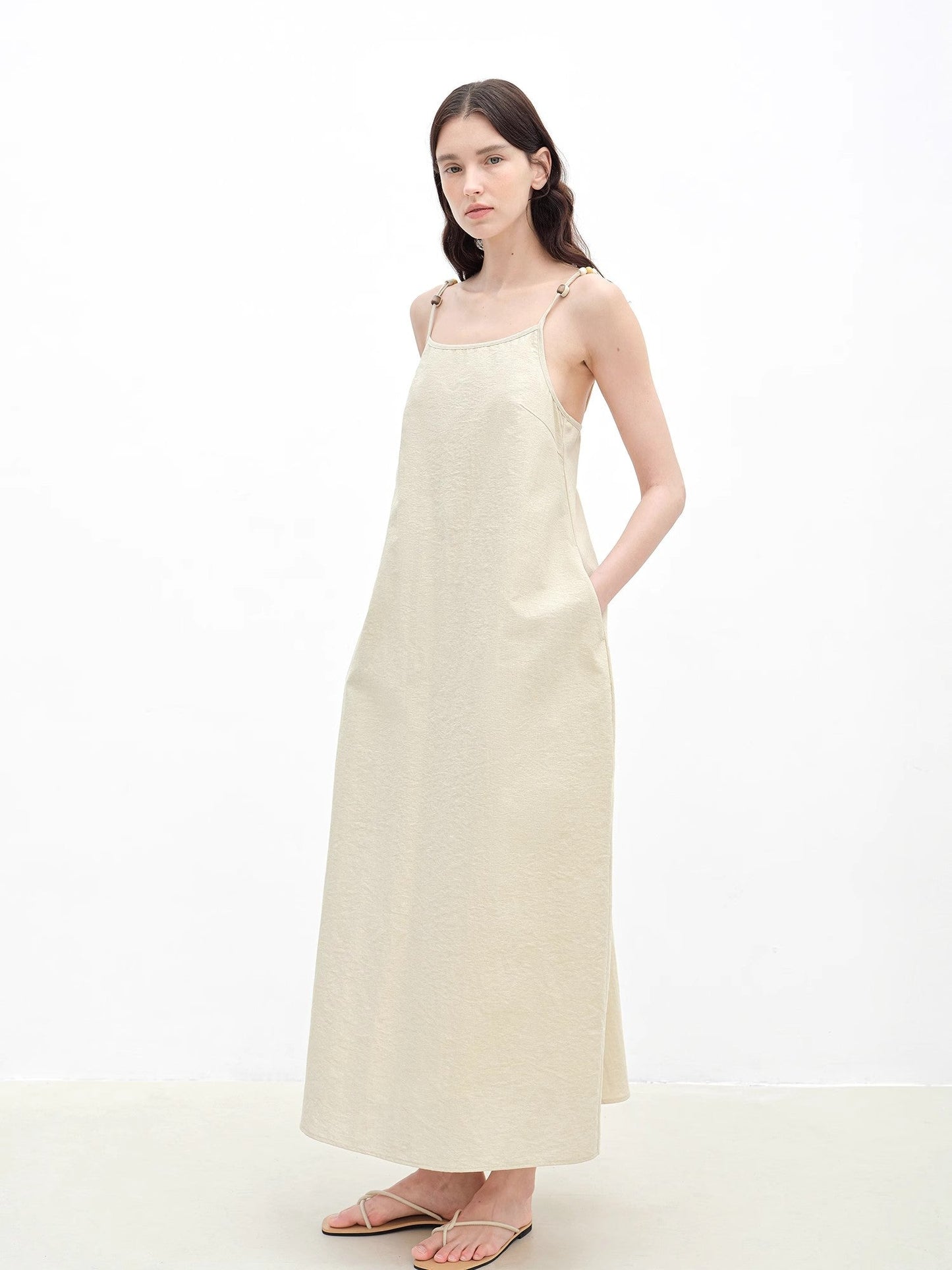 "Island Walk" Cotton Beaded Sling Dress