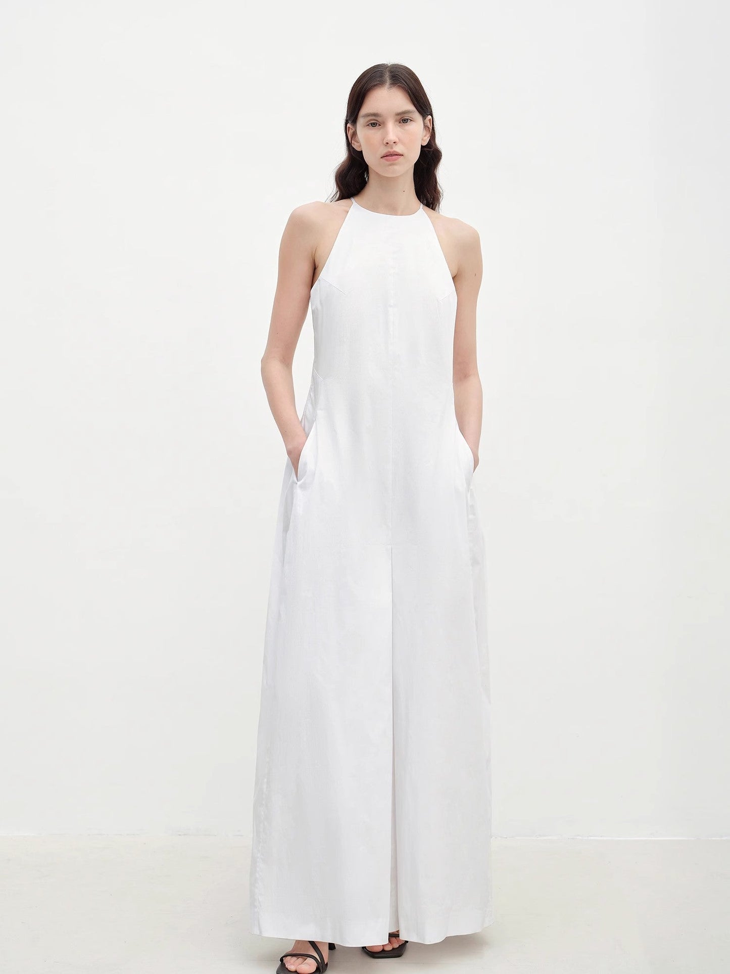 Halterneck Waist-Cinching Cocoon Dress