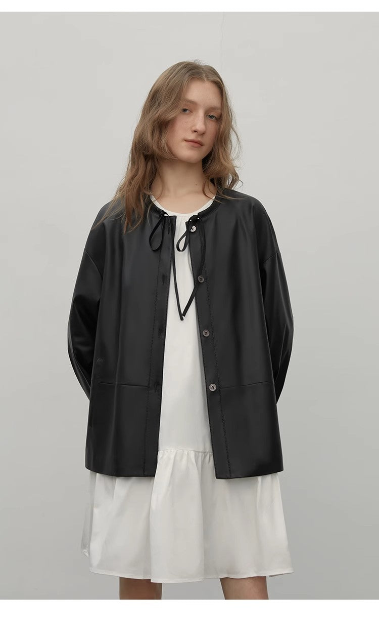 Ultra-Thin Light-Coated Sheep Leather Jacket for Women"Contrary Galaxy"