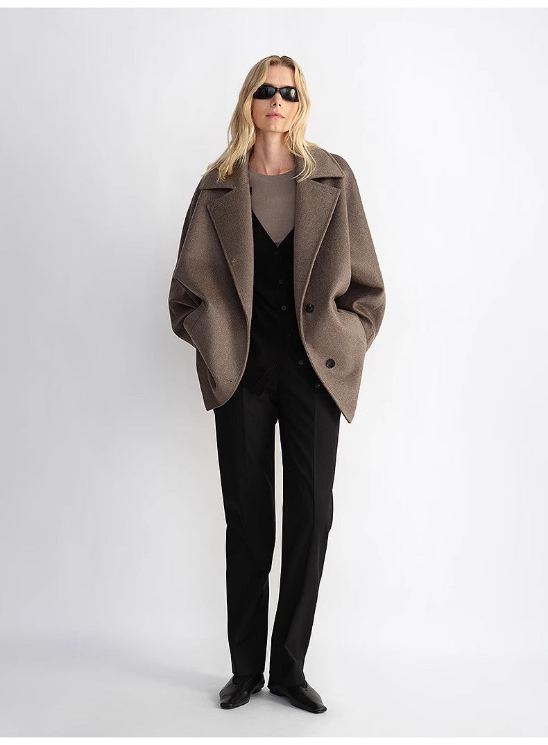 Women's Cashmere Wool Short Coat With Bat Sleeves"Fleeting Memories"