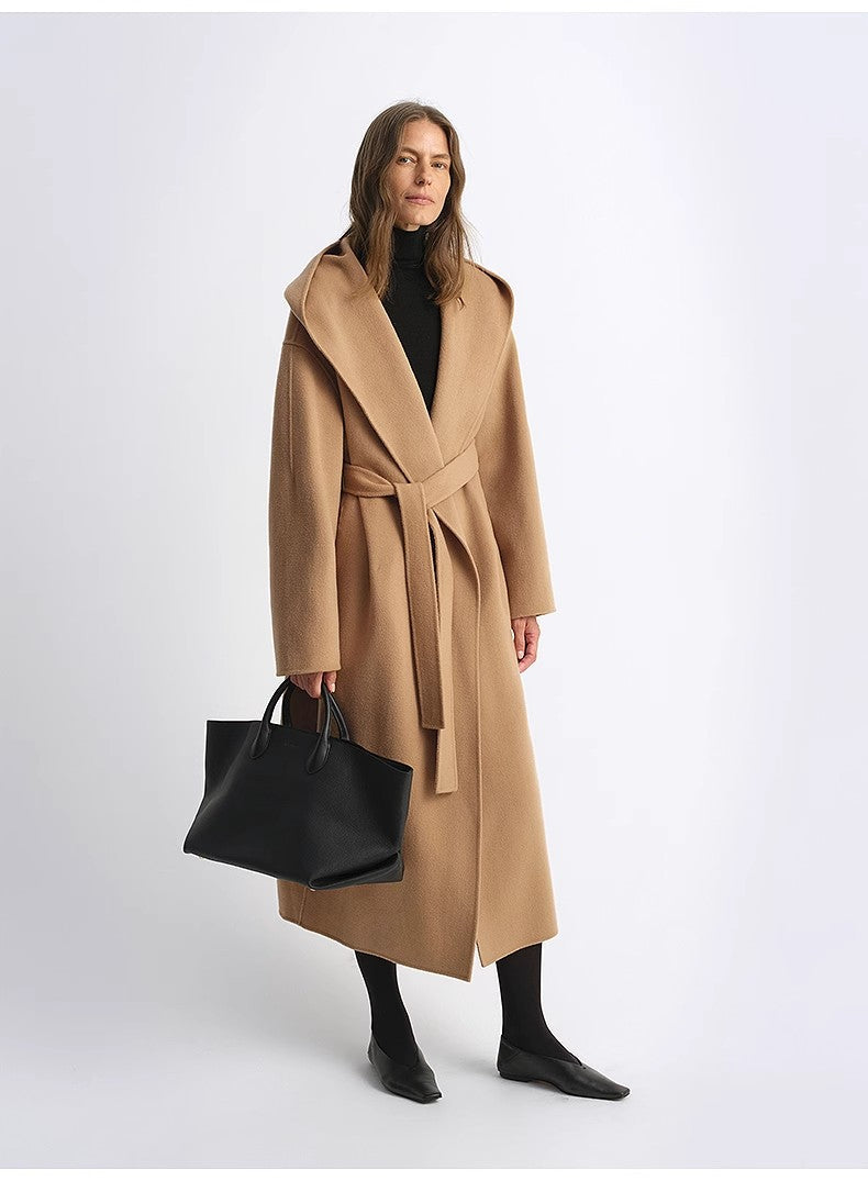 "Magic World" Hooded Cape Cashmere Australian Wool Double-Faced Wool Coat