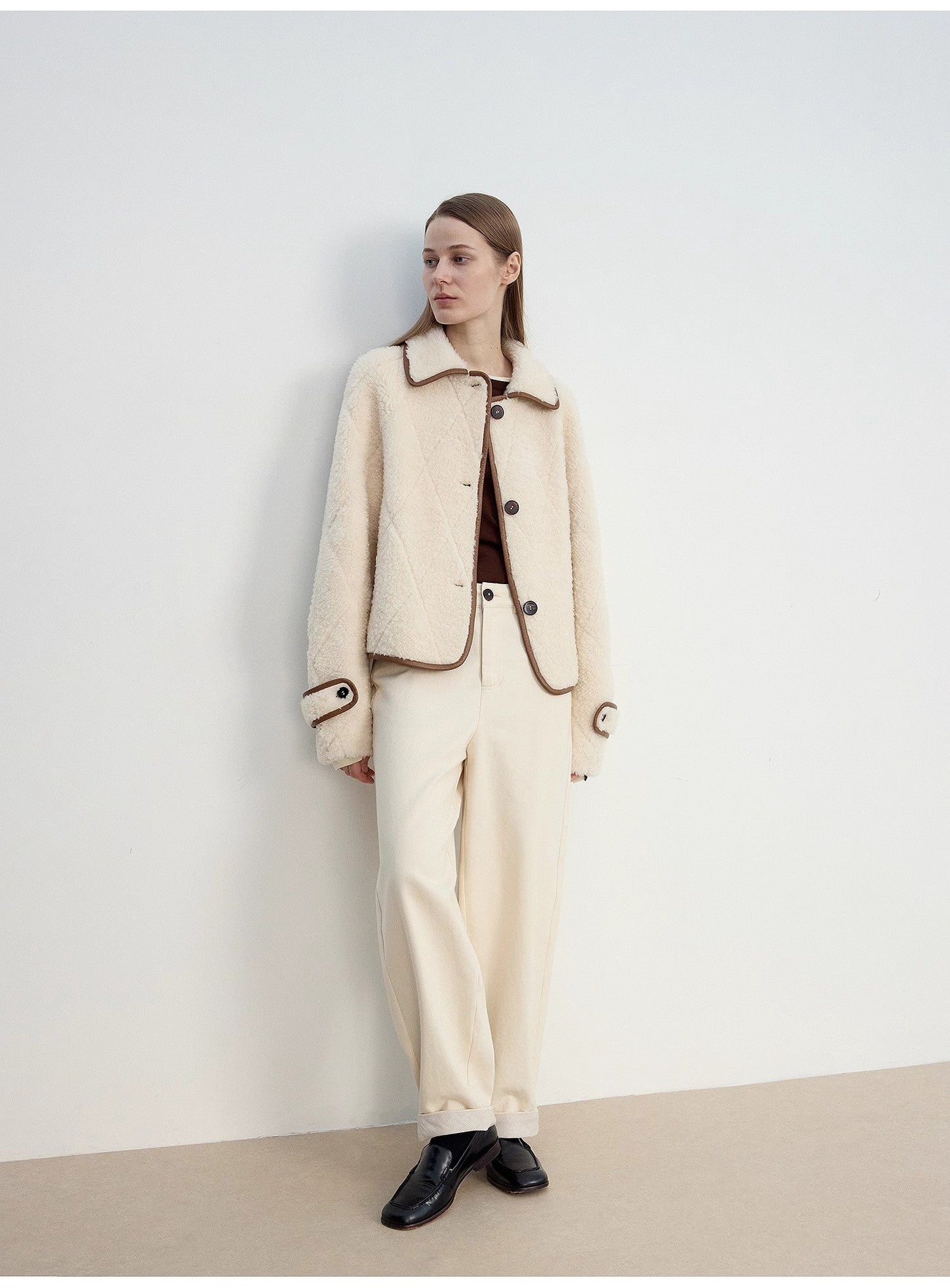 "Modern Milk Cafe" Imported Hill Fur Merino Sheepskin Fur Jacket