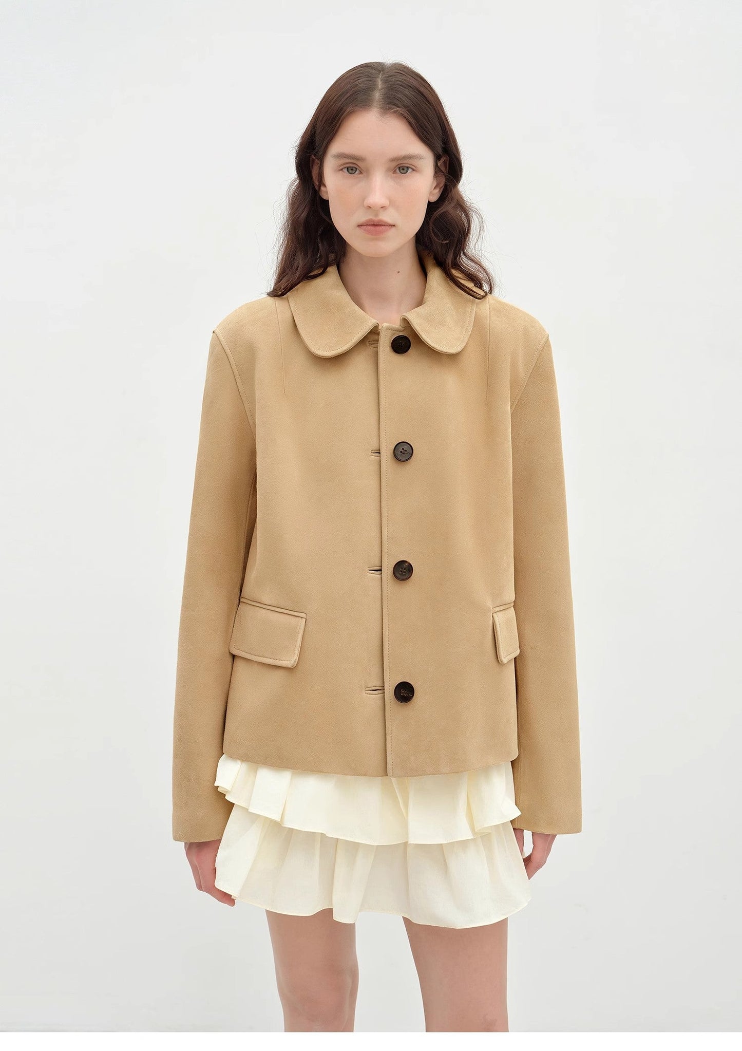 Fireladyfur Women's Short Genuine Leather Jacket With Beading"Velour"