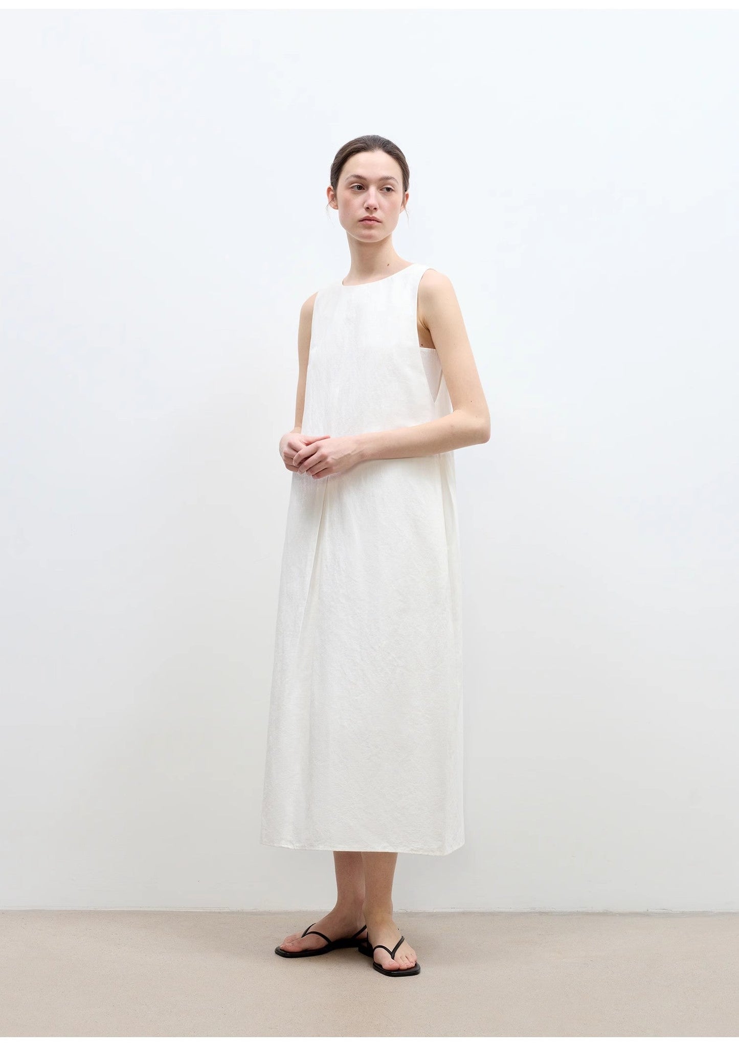 Three-Dimensional Hourglass Sleeveless Round Neck Loose Slim Dress for Women