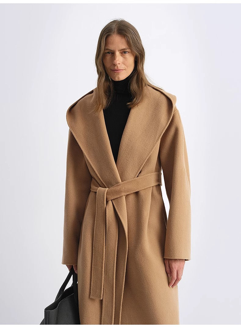 "Magic World" Hooded Cape Cashmere Australian Wool Double-Faced Wool Coat