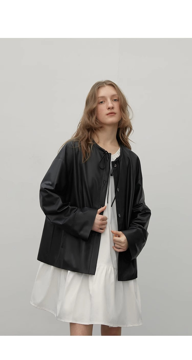 Ultra-Thin Light-Coated Sheep Leather Jacket for Women"Contrary Galaxy"