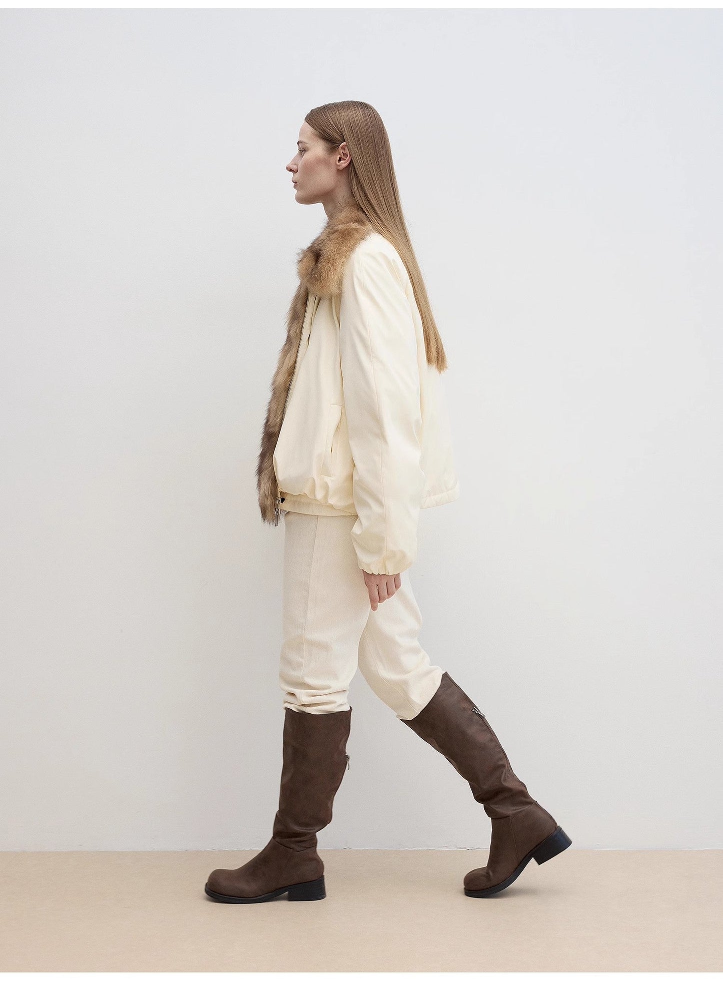 Fireladyfur Women's Detachable Contrasting Fox Fur Collar Down Jacket"Day and Night Rider"