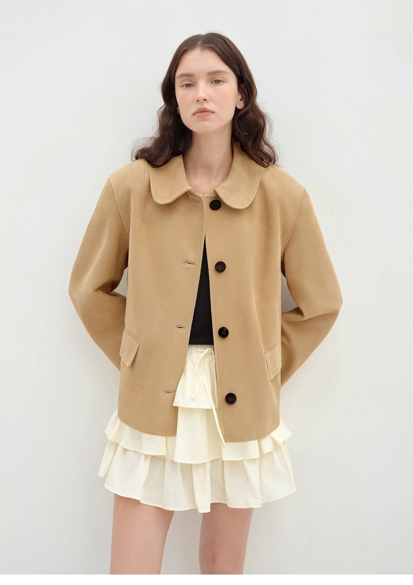 Fireladyfur Women's Short Genuine Leather Jacket With Beading"Velour"