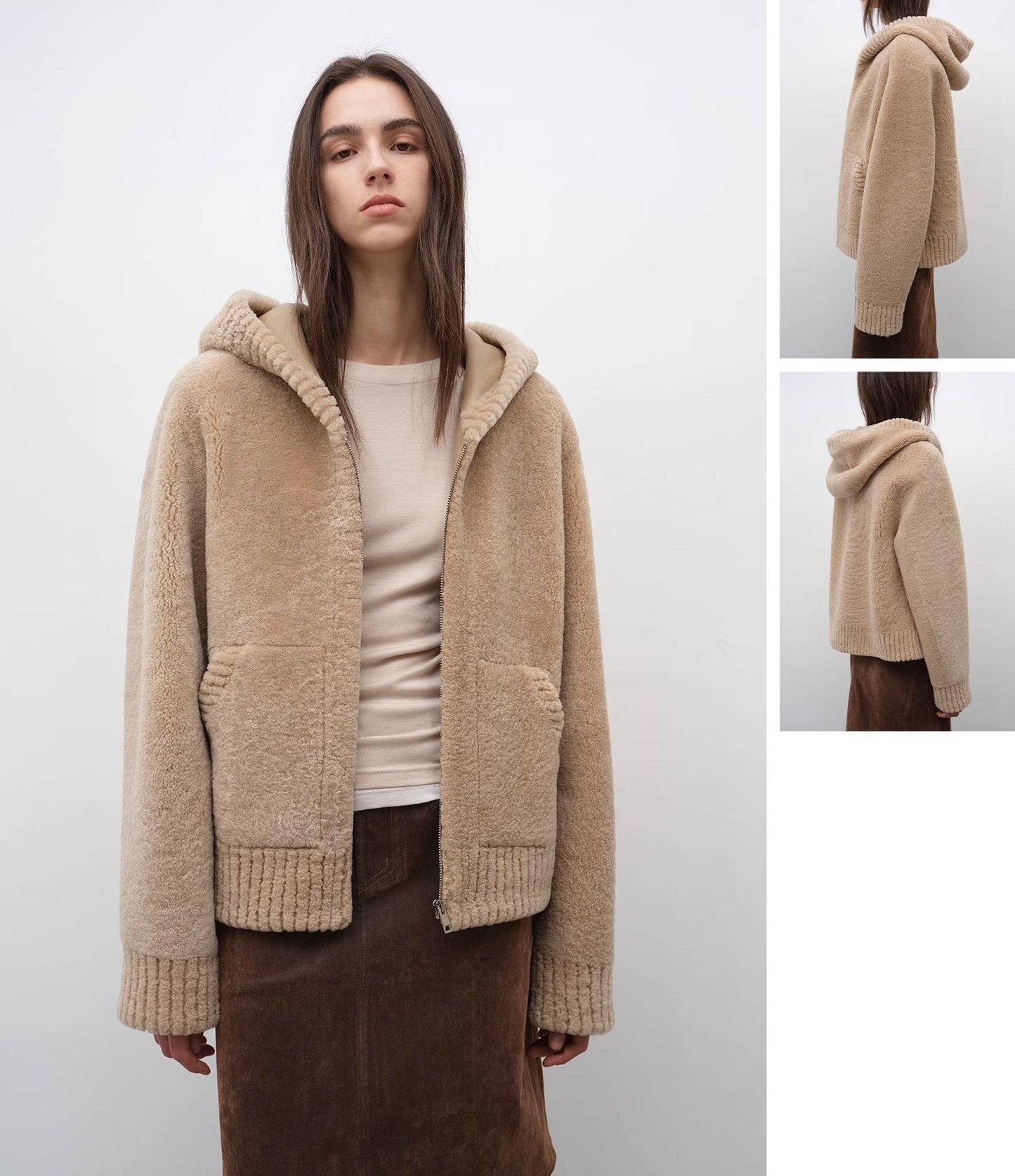 Fireladyfur Women's Hooded Merino Sheepskin Jacket“Bad Boy”