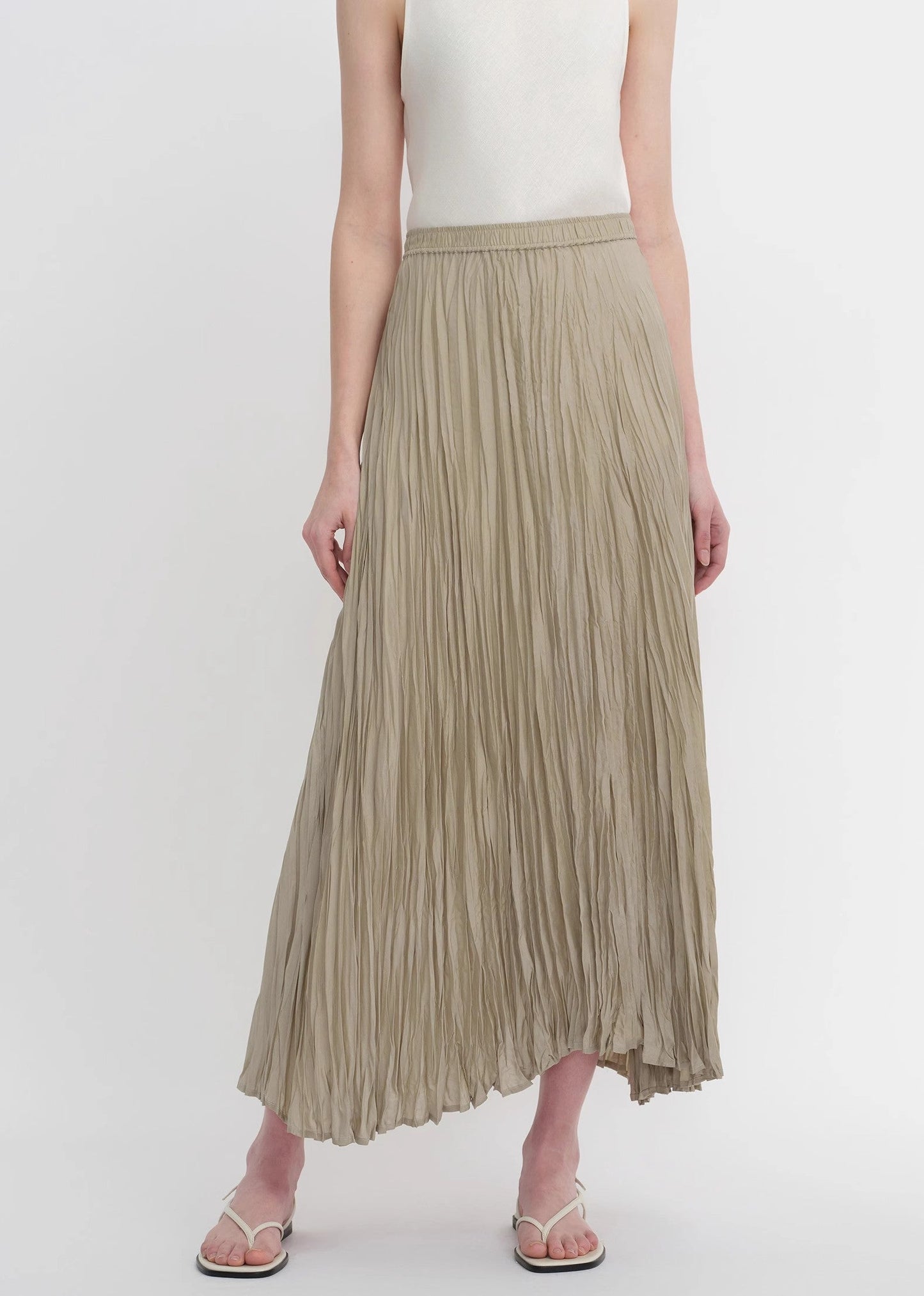 Mulberry Silk Custom Pleated Irregular Hem Skirt for Women