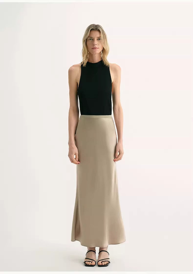 "Extremely Luxurious" Glossy Bias-Cut Elegant Slim Fishtail Skirt