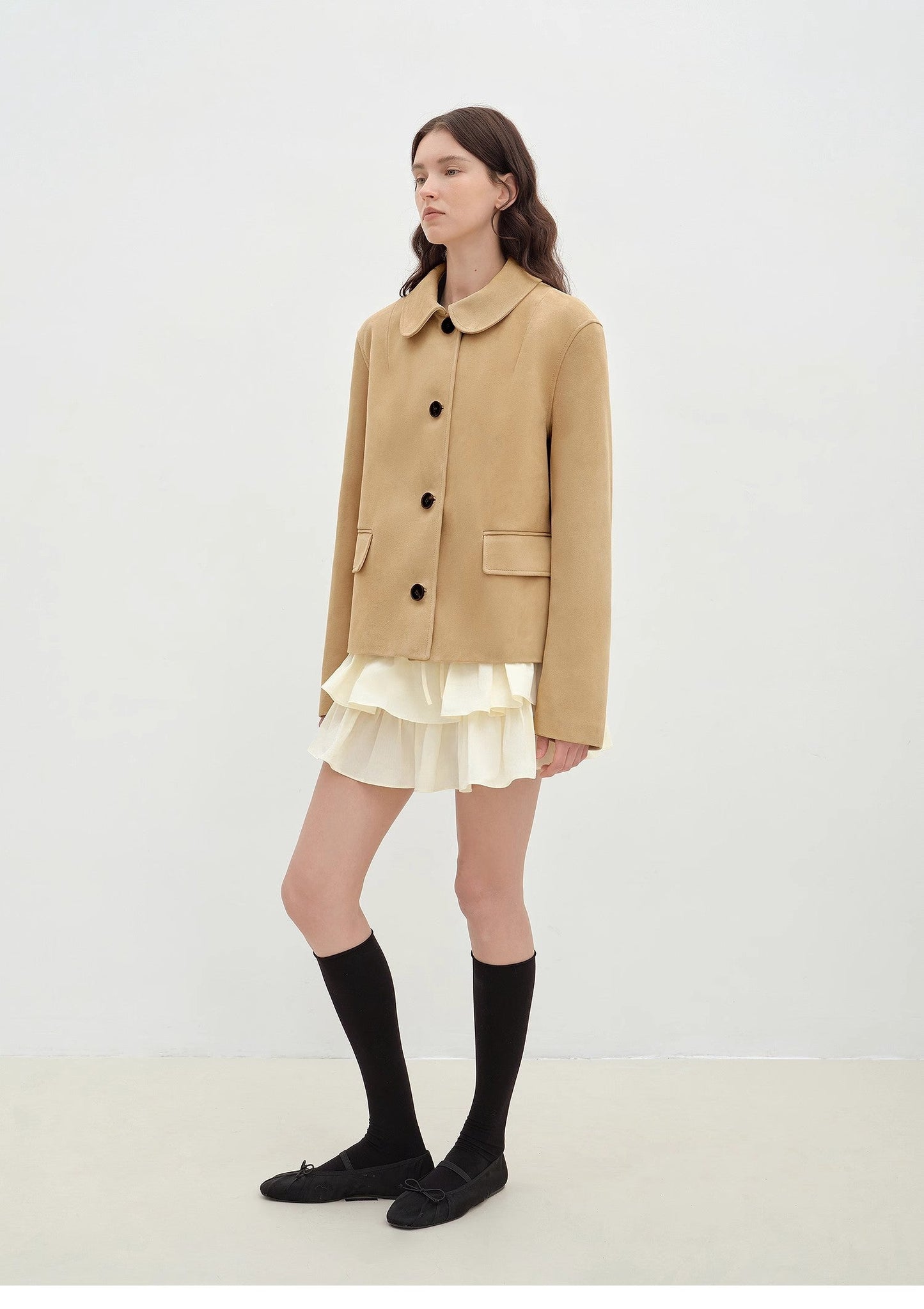 Fireladyfur Women's Short Genuine Leather Jacket With Beading"Velour"