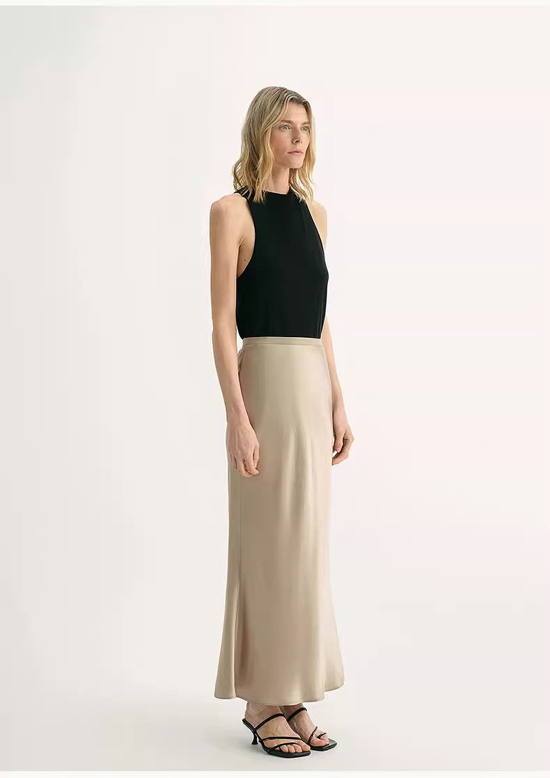 "Extremely Luxurious" Glossy Bias-Cut Elegant Slim Fishtail Skirt