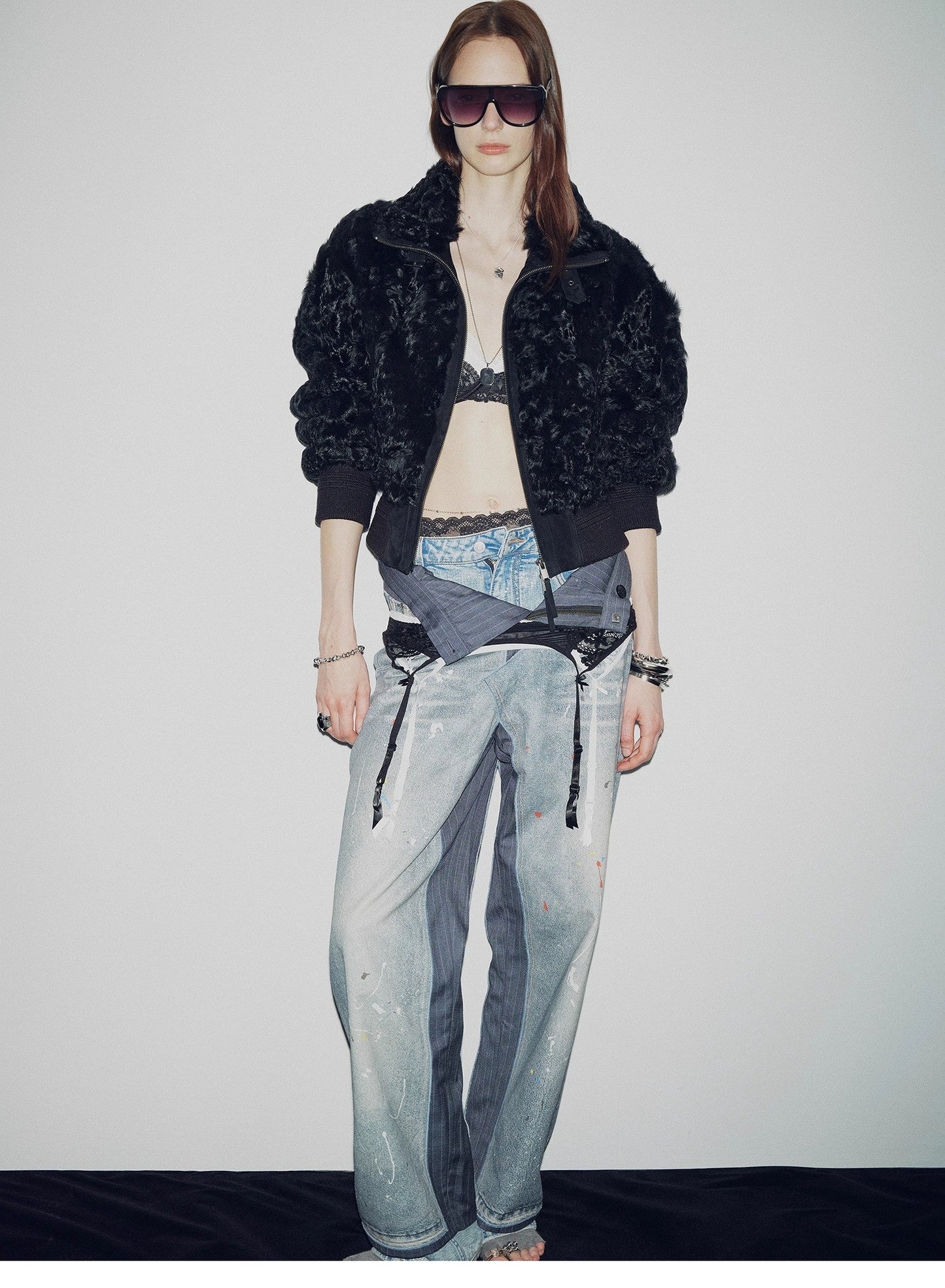 Casual Stand-Up Collar Jacket-Style Fluffy Sheep Curly Hair Fashionable Short  Bomber Coat"Curly Story"