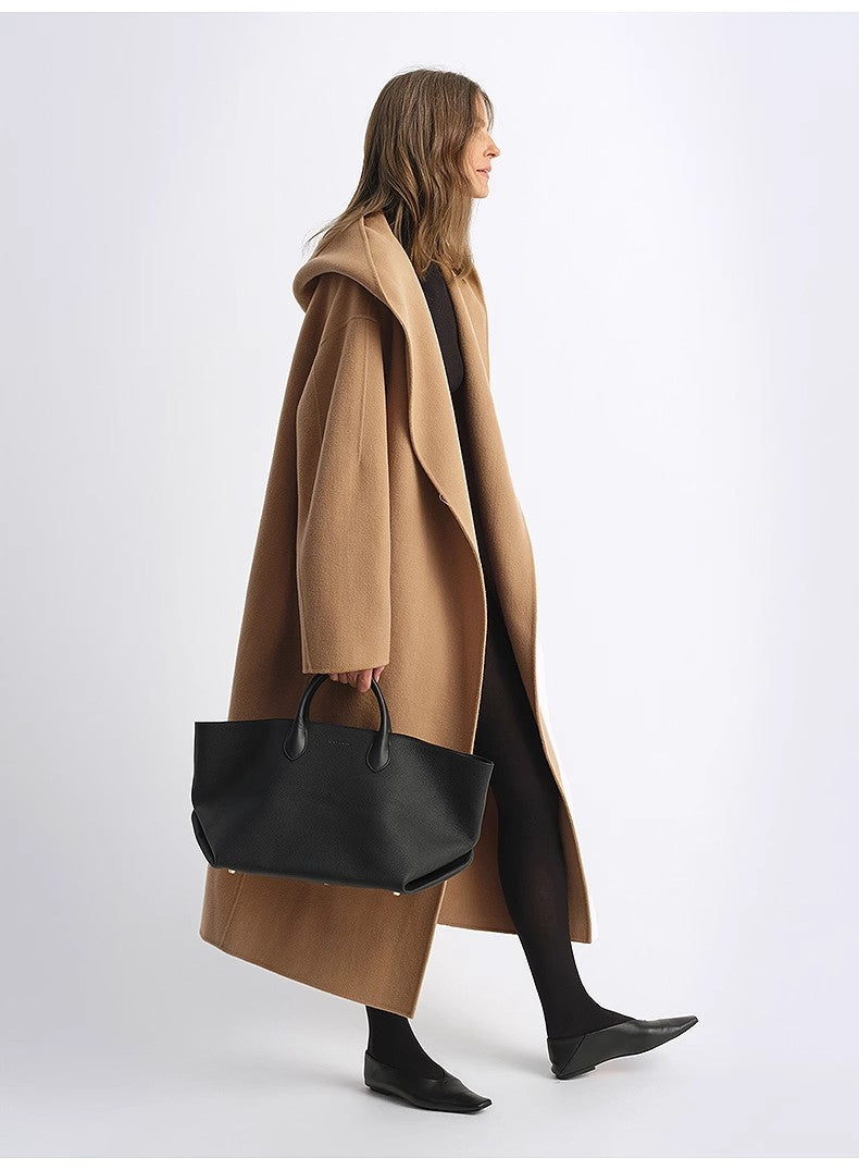 "Magic World" Hooded Cape Cashmere Australian Wool Double-Faced Wool Coat