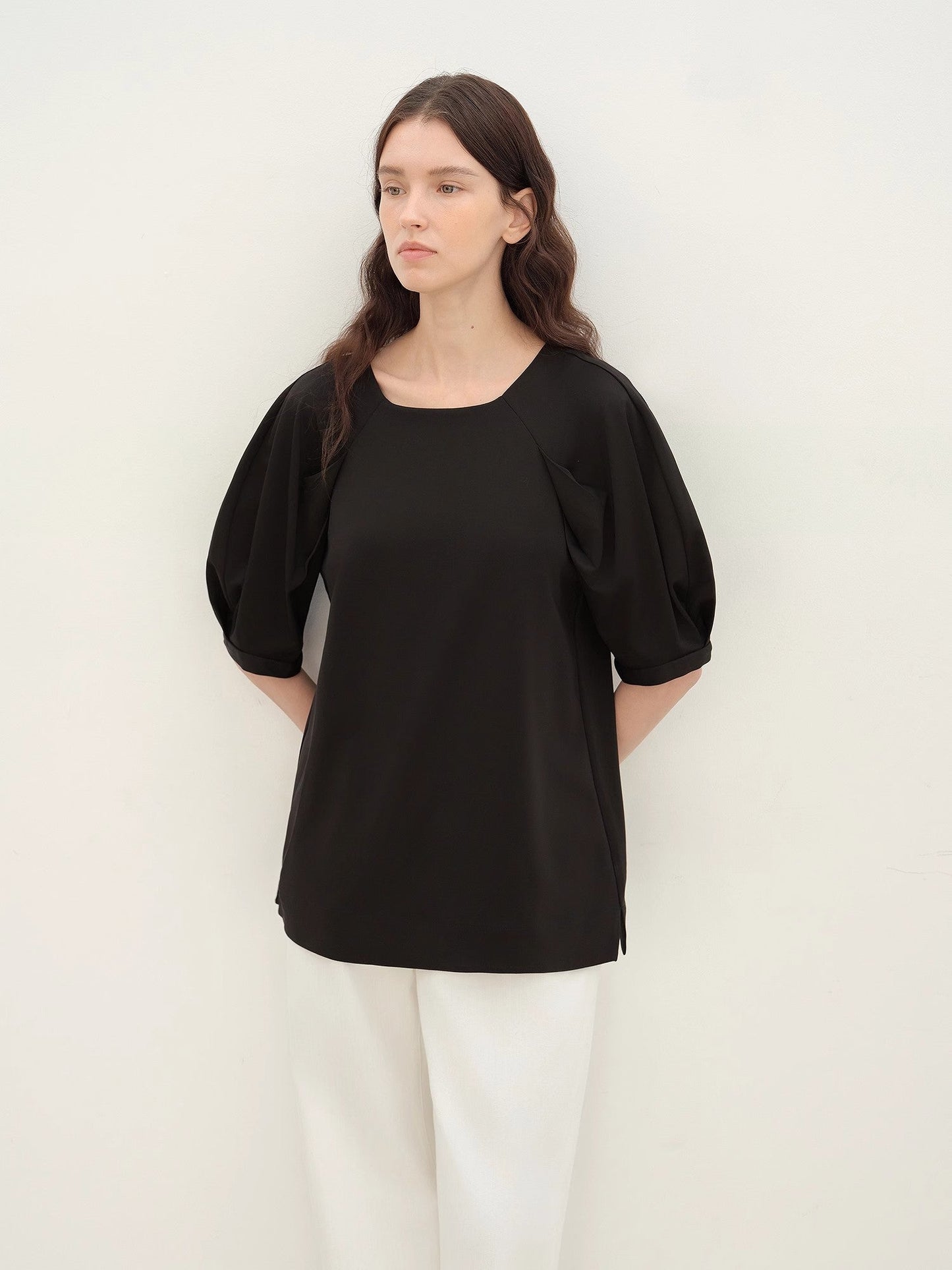 Puff Sleeve Straight Short Sleeve