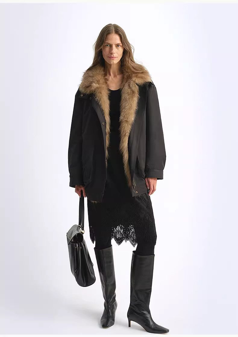 Firelady Fur Women's Parka | Detachable Fox Fur Collar | 90% White Goose Down Fill