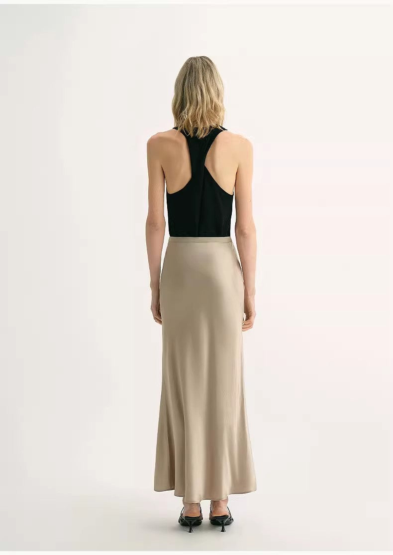 "Extremely Luxurious" Glossy Bias-Cut Elegant Slim Fishtail Skirt