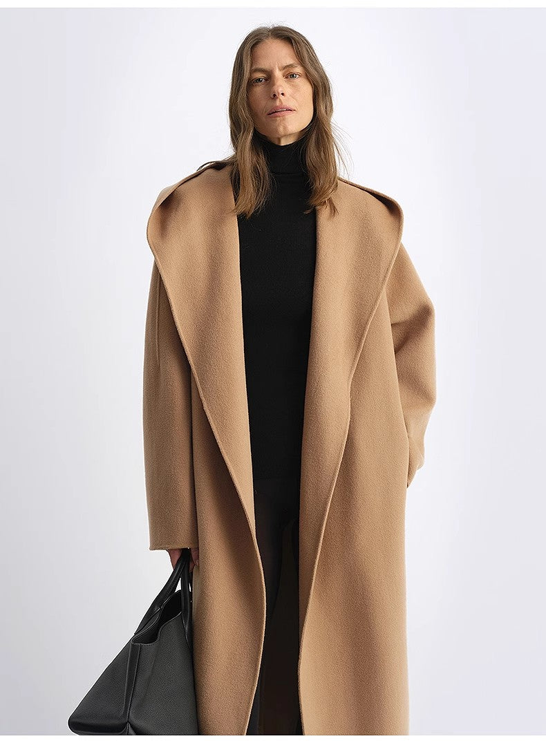 "Magic World" Hooded Cape Cashmere Australian Wool Double-Faced Wool Coat