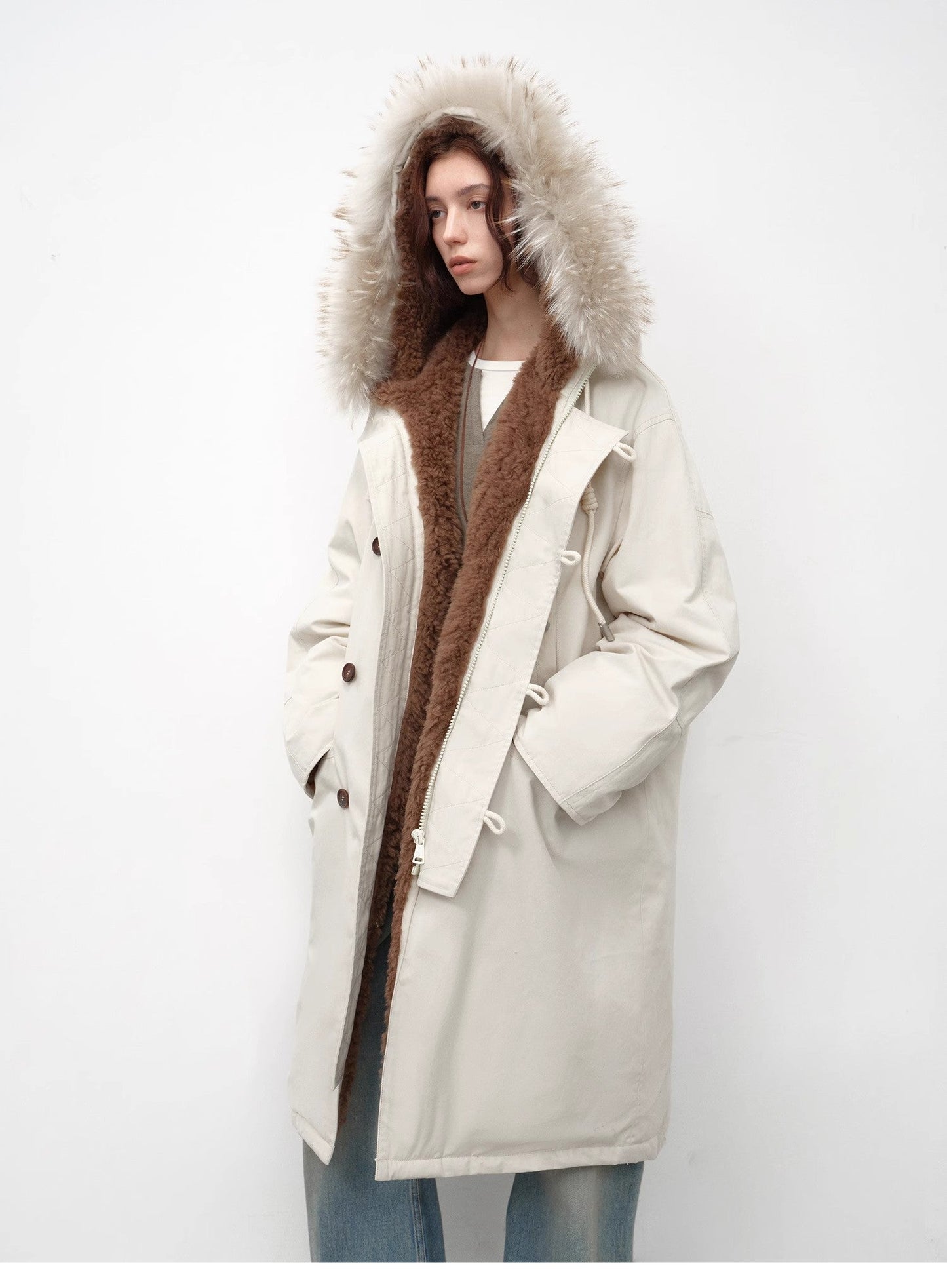 Fireladyfur Women's 90 Duck Down Parka With Raccoon Fur Collar“Manchester City Old Stories II”